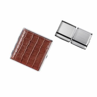 Sigarettenetui Nappa leer croco bruin