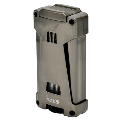 Ronson Hurricane - Triple Jetflame aansteker + boor - Gun Metal