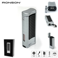 Ronson Passat - 2-Jetflame aansteker + Boor - Silver Black Ronson Passat - 2-Jetflame aansteker + Boor - Silver Black