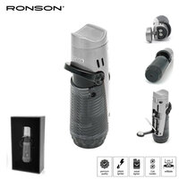 Ronson Bora - 2-Jetflame aansteker + Boor - Silver Black Ronson Bora - 2-Jetflame aansteker + Boor - Silver Black